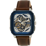 Fossil Inscription Automatic Skeleton Blue Dial Brown Leather Strap Watch for Men - BQ2571 Authentic Buy Shop Now
