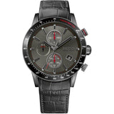 Hugo Boss Rafale Chronograph Grey Dial Grey Leather Strap Watch For Men - 1513445 Authentic Buy Shop Now