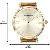 Emporio Armani Retro Gold Dial Gold Mesh Bracelet Watch For Women - AR1957 Authentic Buy Shop Now