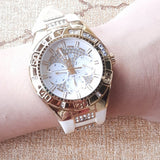 Guess Luna Diamonds White Dial White Rubber Strap Watch for Women - W0653L3 Authentic Buy Shop Now