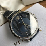 Versace Menifesto Quartz Blue Dial Blue Leather Strap Watch For Men - VBQ01017 Authentic Buy Shop Now