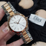 Michael Kors Slim Runway White Dial Two Tone Steel Strap Watch for Women - MK3204 Authentic Buy Shop Now