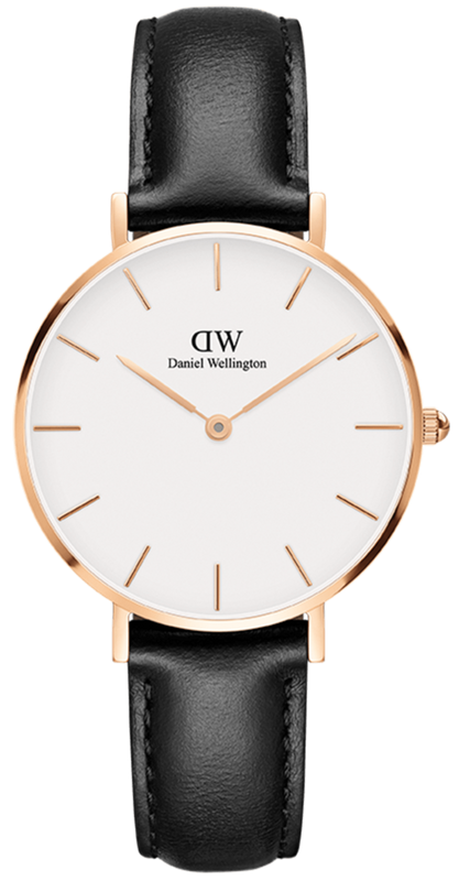 Daniel Wellington Petite Sheffield White Dial Black Leather Strap Watch For Women - DW00100174 Authentic Buy Shop Now