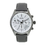 Hugo Boss Grand Prix White Dial Grey Leather Strap Watch for Men - 1513633 Authentic Buy Shop Now