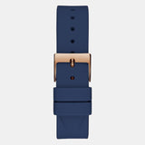 Guess Multifunction Crystals Rose Gold Dial Blue Rubber Strap Watch For Women - GW0439L4 Authentic Buy Shop Now