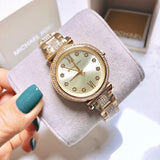 Michael Kors Sofie Quartz Gold Dial Gold Steel Strap Watch For Women - MK3881 Authentic Buy Shop Now