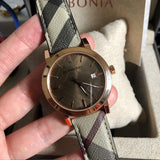 Burberry The City Rose Gold Dial Brown Leather Strap Watch for Women - BU9040 Authentic Buy Shop Now