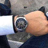 Fossil Grant Automatic Skeleton Black Dial Silver Steel Strap Watch for Men - ME3103 Authentic Buy Shop Now