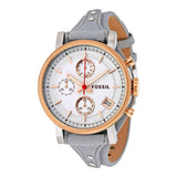 Fossil Original Boyfriend White Dial Light Blue Leather Strap Watch for Women - ES4045 Authentic Buy Shop Now