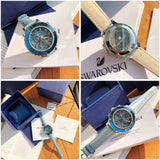 Swarovski Octea Lux Chrono Blue Dial Blue Leather Strap Watch for Women - 5580600 Authentic Buy Shop Now