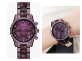 Michael Kors Ritz Chronograph Purple Dial Purple Steel Strap Watch For Women - MK6720 Authentic Buy Shop Now