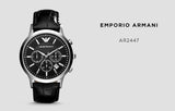Emporio Armani Renato Chronograph Black Dial Black Leather Strap Watch For Men - AR2447 Authentic Buy Shop Now