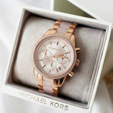 Michael Kors Ritz Chronograph Rose Gold Dial Two Tone Steel Strap Watch for Women - MK6307 Authentic Buy Shop Now
