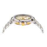 Versace Greca Chronograph White Dial Two Tone Steel Strap Watch For Men - VEZ900321 Authentic Buy Shop Now