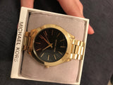 Michael Kors Runway Black Dial Gold Steel Strap Watch for Women - MK3478 Authentic Buy Shop Now