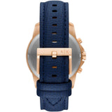 Armani Exchange Banks Chronograph Blue Dial Blue Leather Strap Watch For Men - AX1723 Authentic Buy Shop Now