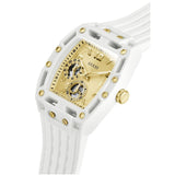 Guess Phoenix Analog Gold Dial White Silicone Strap Watch For Men - GW0499G5 Authentic Buy Shop Now