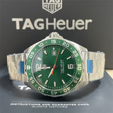 Tag Heuer Formula 1 Quartz Green Dial Silver Steel Strap Watch for Men - WAZ1017.BA0842 Authentic Buy Shop Now