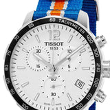 Tissot Quickster Chronograph NBA New York Kicks White Dial Multicolored Nato Strap Watch For Men - T095.417.17.037.06 Authentic Buy Shop Now