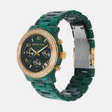 Michael Kors Runway Chronograph Green Dial Green Steel Strap Watch for Women - MK7422 Authentic Buy Shop Now