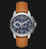 Michael Kors Ryker Chronograph Analog Blue Dial Brown Leather Strap Watch For Men - MK8518 Authentic Buy Shop Now