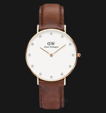 Daniel Wellington Classy St Mawes White Dial Brown Leather Strap Watch For Women - DW00100075 Authentic Buy Shop Now
