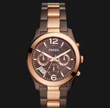 Fossil Perfect Boyfriend Multifunction Brown Dial Two Tone Steel Strap Watch for Women - ES4284 Authentic Buy Shop Now