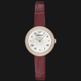 Emporio Armani Rosa Two Hand White Dial Red Leather Strap Watch For Women - AR11357 Authentic Buy Shop Now