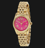 Michael Kors Lexington Quartz Pink Dial Gold Steel Strap Watch For Women - MK3270 Authentic Buy Shop Now