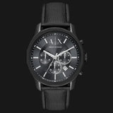Armani Exchange Banks Chronograph Black Dial Black Leather Strap Watch For Men - AX1724 Authentic Buy Shop Now