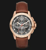 Michael Kors Ryker Analog Gray Dial Brown Leather Strap Watch For Men - MK8519 Authentic Buy Shop Now