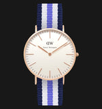 Daniel Wellington Classic Trinity White Dial Three Tone Nylon Strap Watch For Women - 0509DW Authentic Buy Shop Now