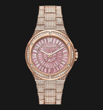 Michael Kors Lennox Three Hand Crystals Rose Gold Dial Rose Gold Steel Strap Watch For Women - MK6992 Authentic Buy Shop Now
