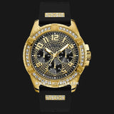 Guess Frontier Crystals Black Dial Black Silicone Strap Watch For Men - W1132G1 Authentic Buy Shop Now