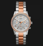 Guess Mini Spectrum Quartz Silver Dial Two Tone Steel Strap Watch For Women - W0122L1 Authentic Buy Shop Now