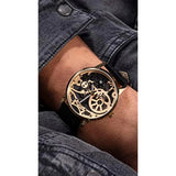 Guess Gadget Gold Dial Black Leather Strap Watch for Men - GW0570G1 Authentic Buy Shop Now