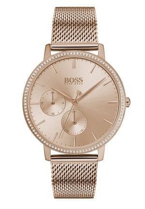 Hugo Boss Infinity Carnation Gold Dial Gold Mesh Bracelet Watch for Women - 1502519 Authentic Buy Shop Now