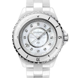 Chanel J12 Diamonds Mother of Pearl White Dial White Steel Strap Watch for Women - J12 H5704 Authentic Buy Shop Now