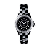 Chanel J12 Diamonds Ceramic Black Dial Black Steel Strap Watch for Women - J12 H3108 Authentic Buy Shop Now