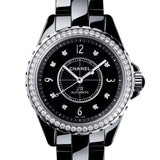 Chanel J12 Diamonds Ceramic Black Dial Black Steel Strap Watch for Women - J12 H3108 Authentic Buy Shop Now