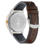 Versace Hellenyium GMT Blue Dial Brown Leather Strap Watch for Men - V11080017 Authentic Buy Shop Now