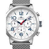 Tommy Hilfiger Jake Quartz White Dial Silver Mesh Bracelet Watch for Men - 1791233 Authentic Buy Shop Now