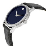 Movado Museum Blue Dial Black Leather Strap Watch For Men - 2100009 Authentic Buy Shop Now