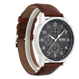 Hugo Boss Navigator Grey Dial Brown Leather Strap Watch for Men - 1513494 Authentic Buy Shop Now