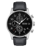 Hugo Boss Navigator Black Dial Black Leather Strap Watch for Men - 1513678 Authentic Buy Shop Now