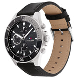 Tommy Hilfiger Larson Chronograph Black Dial Black Leather Strap Watch For Men - 1791984 Authentic Buy Shop Now