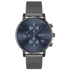 Hugo Boss Skymaster Chronograph Grey Dial Grey Mesh Bracelet Watch for Men - 1513934 Authentic Buy Shop Now