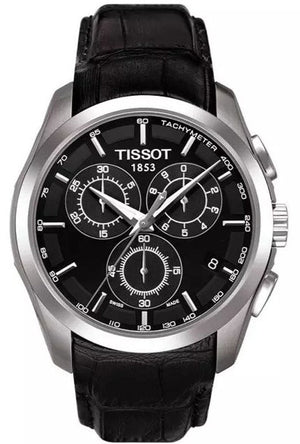 Tissot T Classic Couturier Chronograph Black Dial Black Leather Strap Watch For Men - T035.617.16.051.00 Authentic Buy Shop Now
