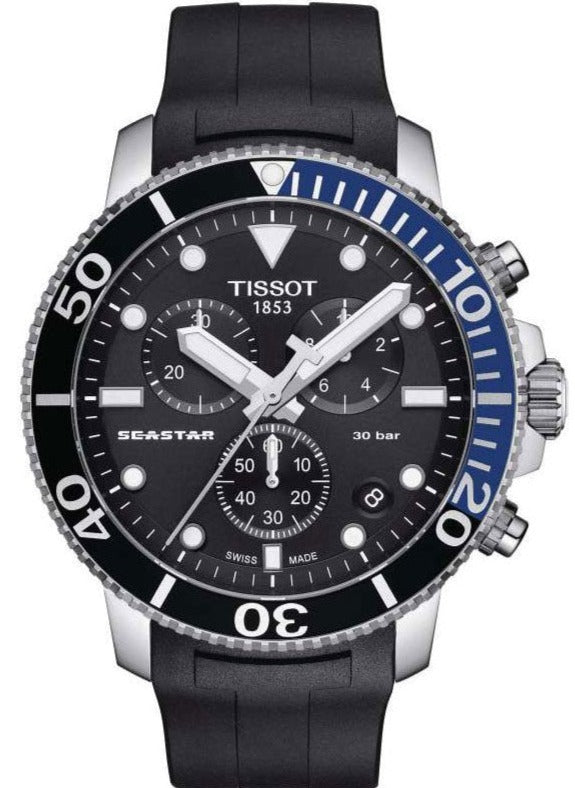 Tissot Seastar 1000 Chronograph Black Dial Black Rubber Strap Watch For Men - T120.417.17.051.02 Authentic Buy Shop Now