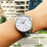 Tissot T Classic Automatic III Day Date White Dial Silver Steel Strap Watch for Men - T065.930.11.031.00 Authentic Buy Shop Now